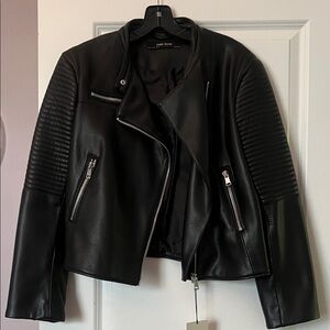 Zara Women's Black Biker Leather Jacket